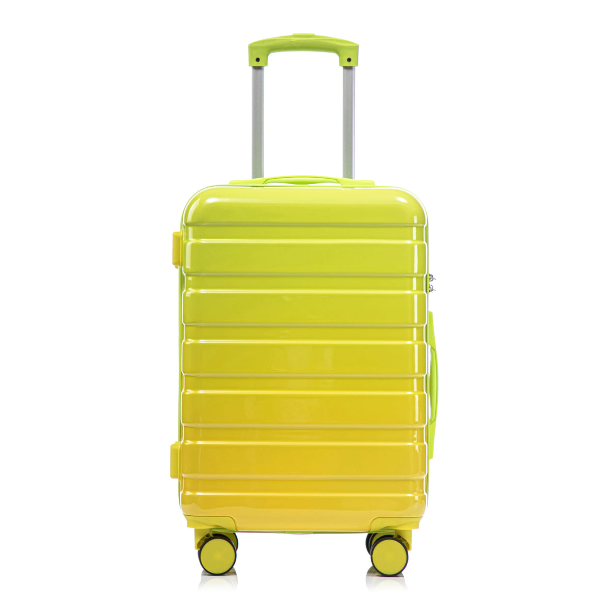 HouseOfZazla green and yellow 2-piece polycarbonate spinner wheel luggage set with lock