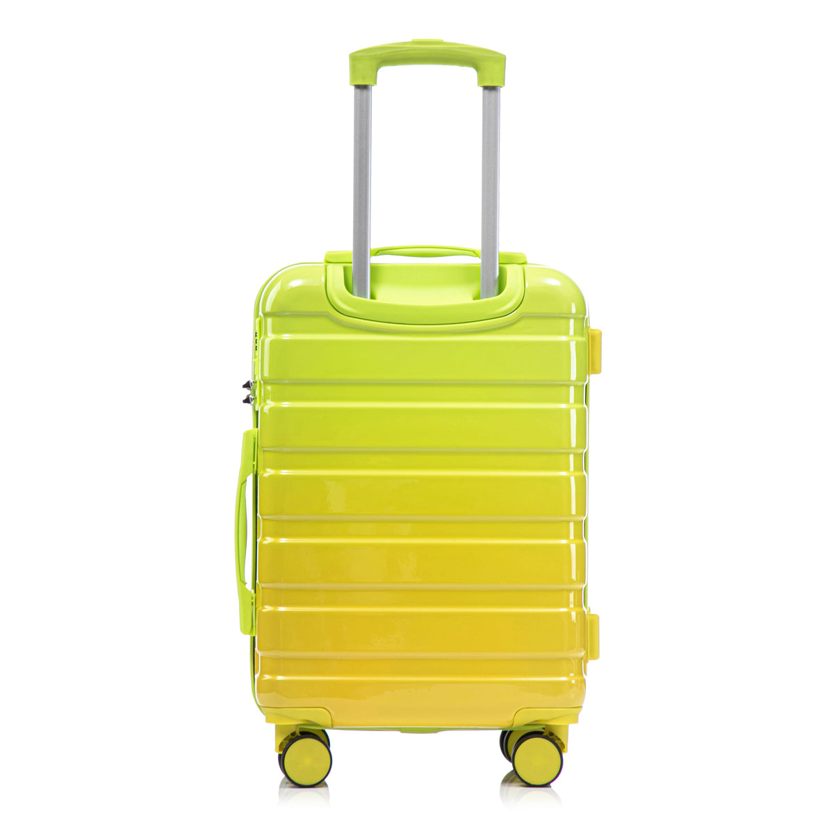 HouseOfZazla green and yellow 2-piece polycarbonate spinner wheel luggage set with lock