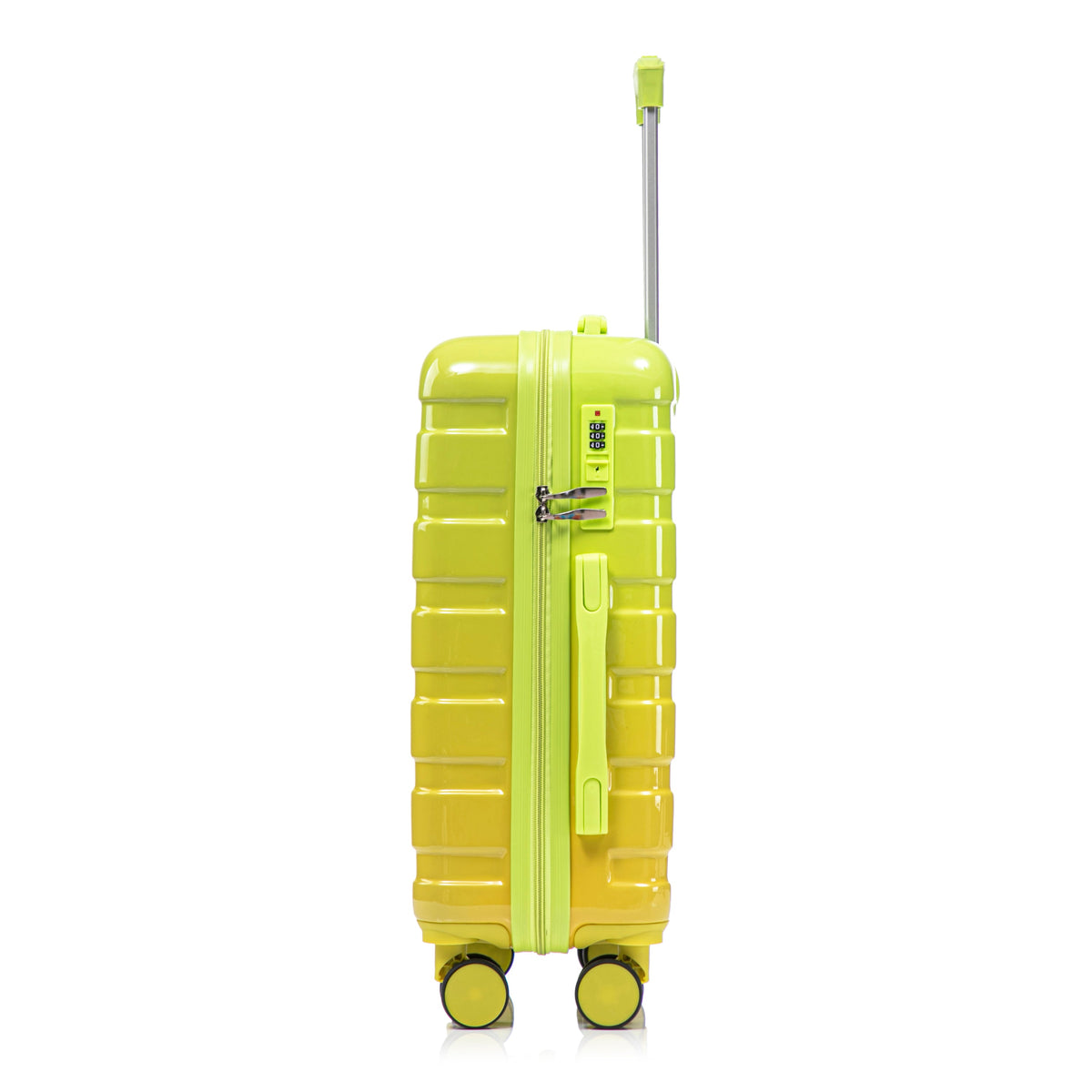 HouseOfZazla 2-piece polycarbonate spinner wheel luggage set with lock in green and yellow