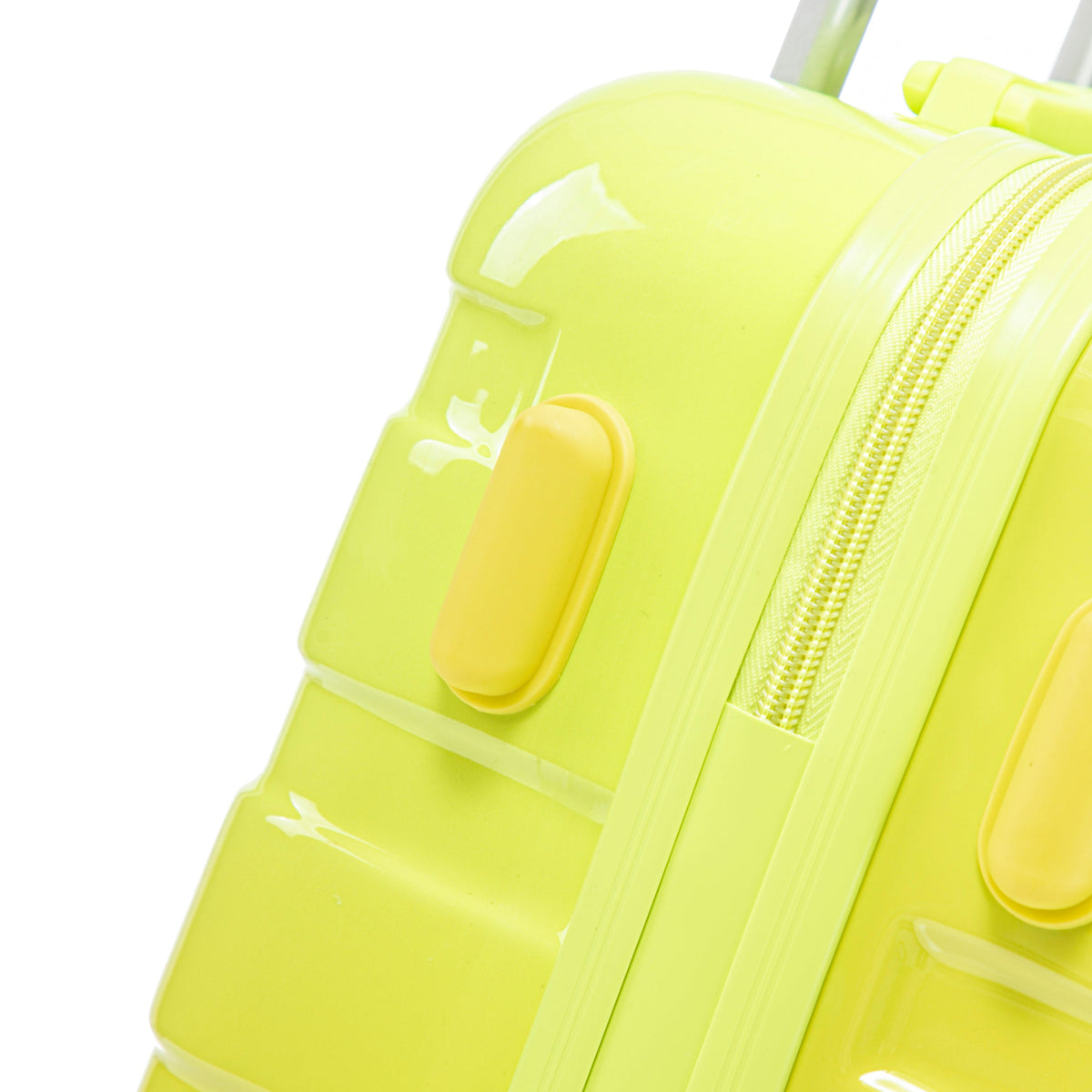 HouseOfZazla 2-piece polycarbonate spinner wheel luggage set with lock in green and yellow