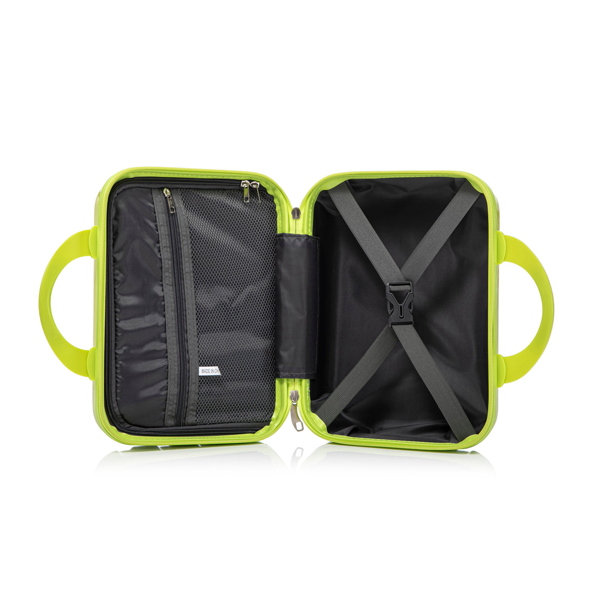 HouseOfZazla 2-piece polycarbonate spinner wheel luggage set with lock in green and yellow