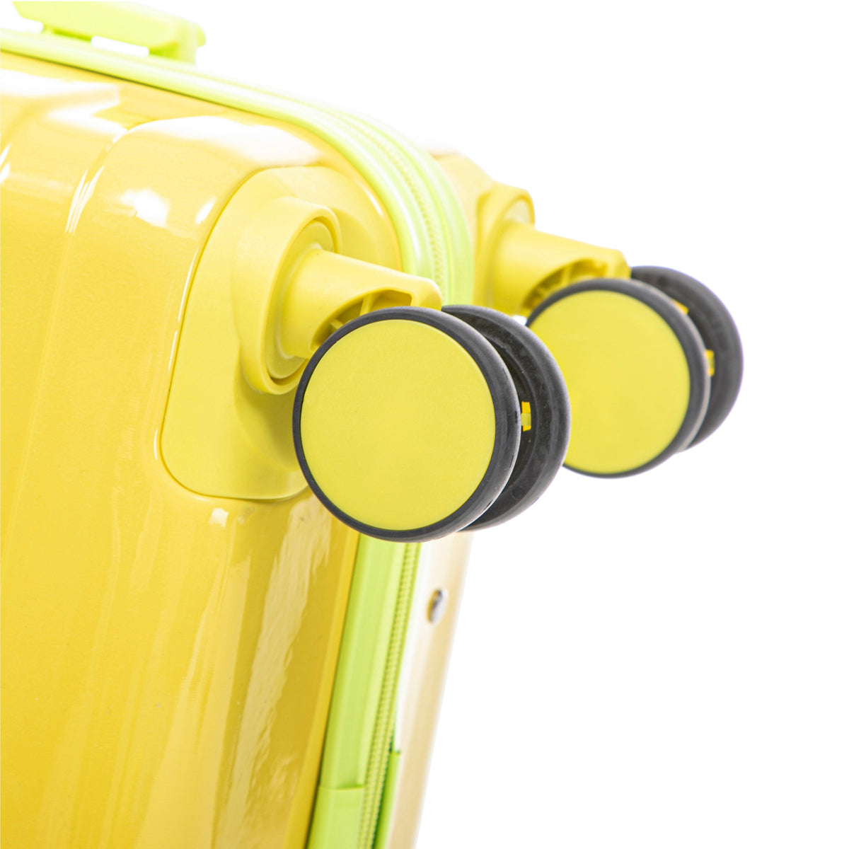 HouseOfZazla 2-piece polycarbonate spinner wheel luggage set with lock in green and yellow