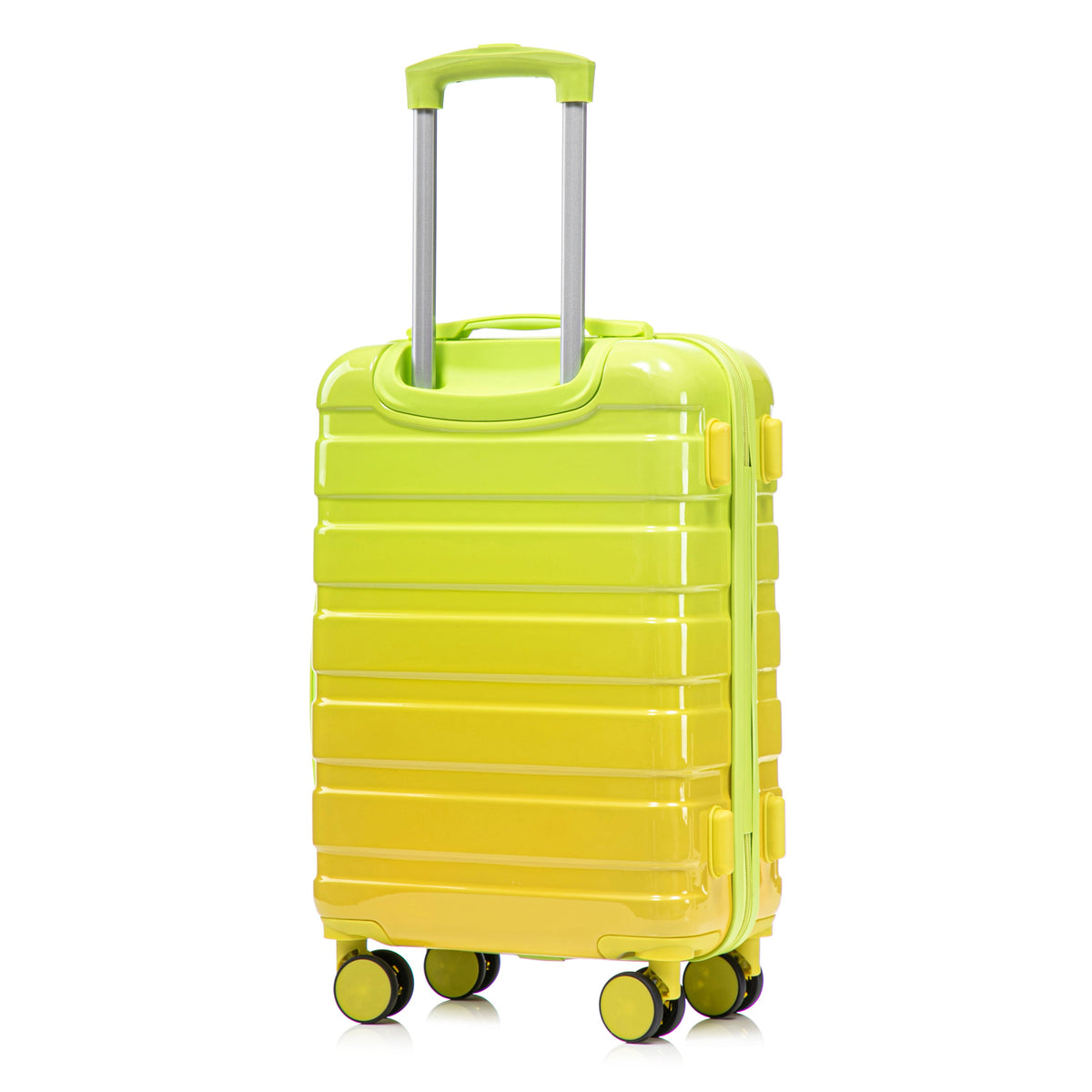HouseOfZazla green and yellow 2-piece polycarbonate spinner wheel luggage set with lock