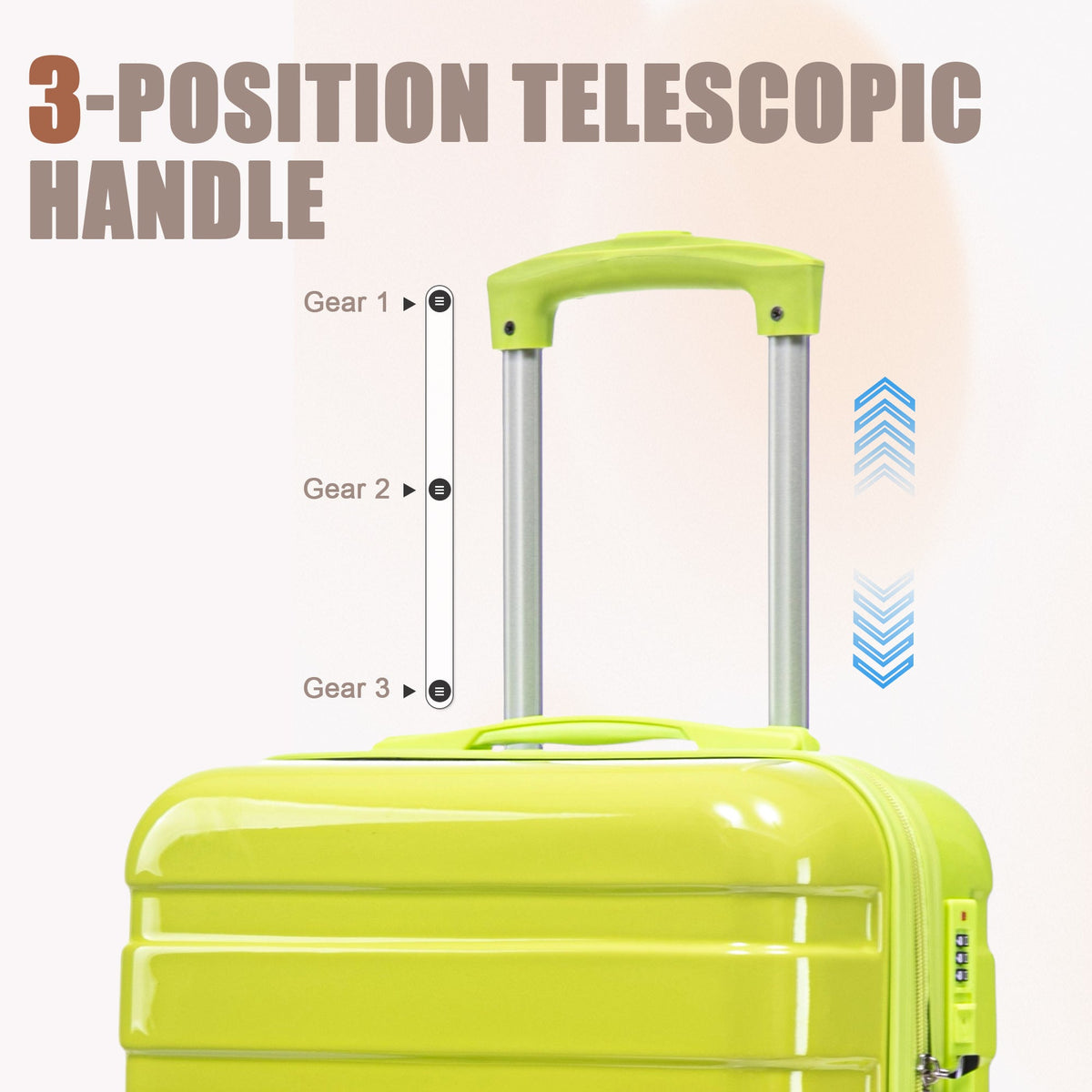 HouseOfZazla green and yellow 2-piece polycarbonate spinner wheel luggage set with lock