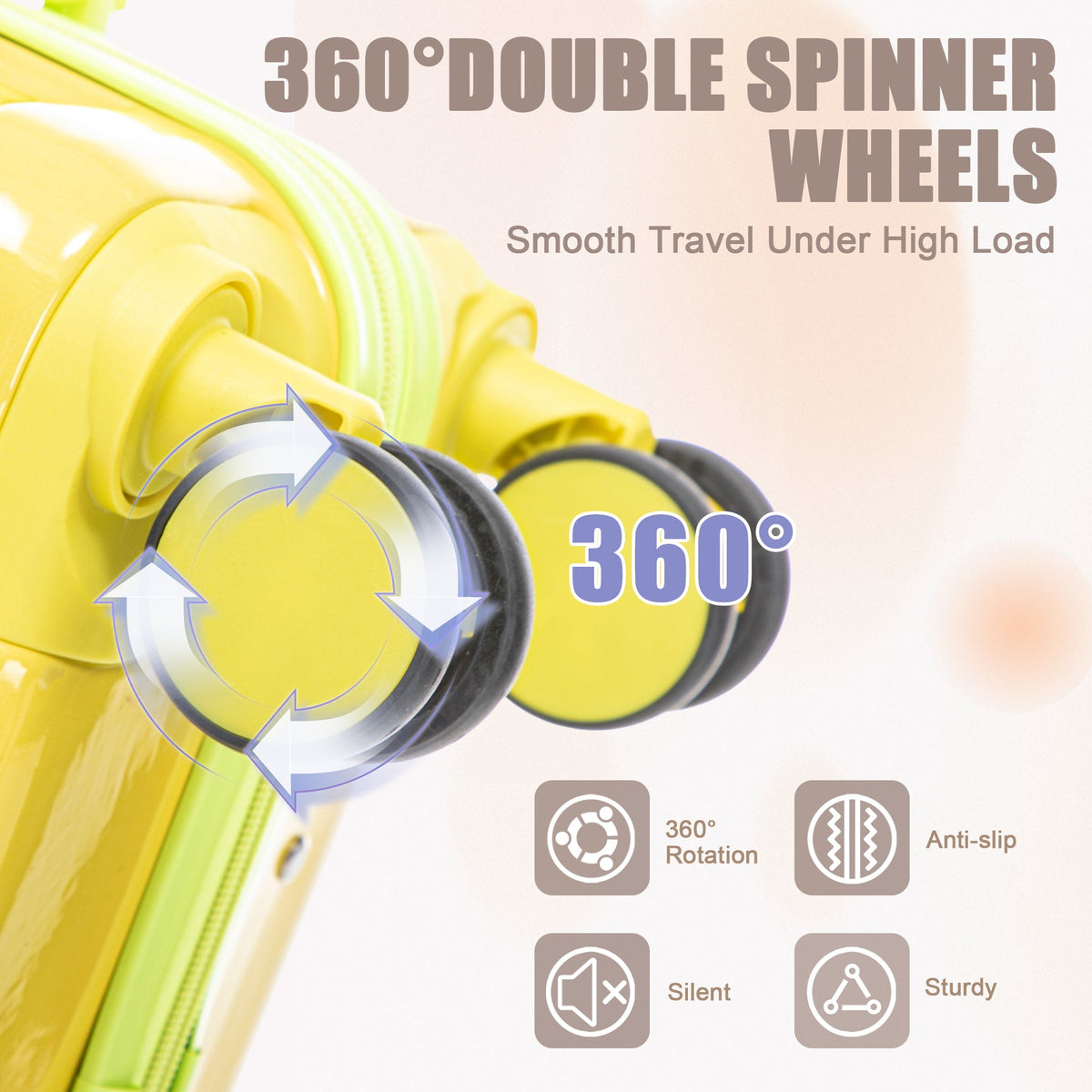 HouseOfZazla green and yellow 2-piece polycarbonate spinner luggage set with lock
