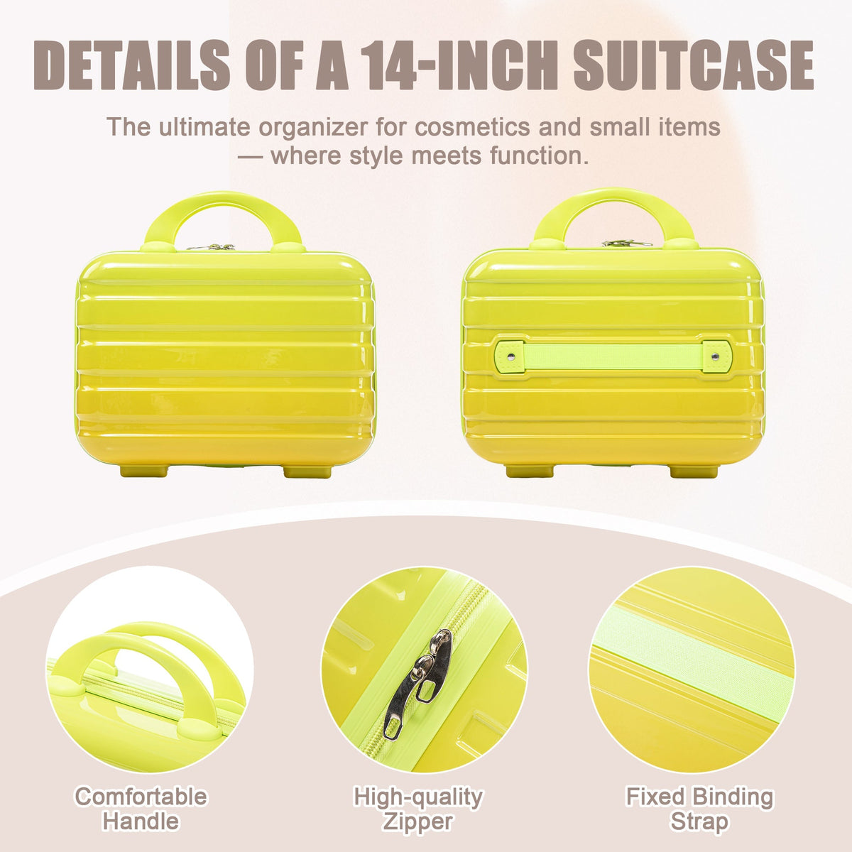 HouseOfZazla 2-piece polycarbonate spinner wheel luggage set with lock in green and yellow