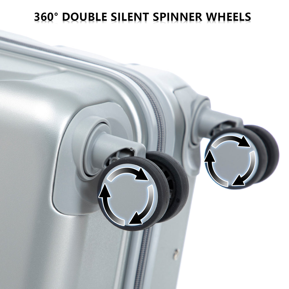 HouseOfZazla 3-piece silver ABS spinner wheel luggage set with combination lock