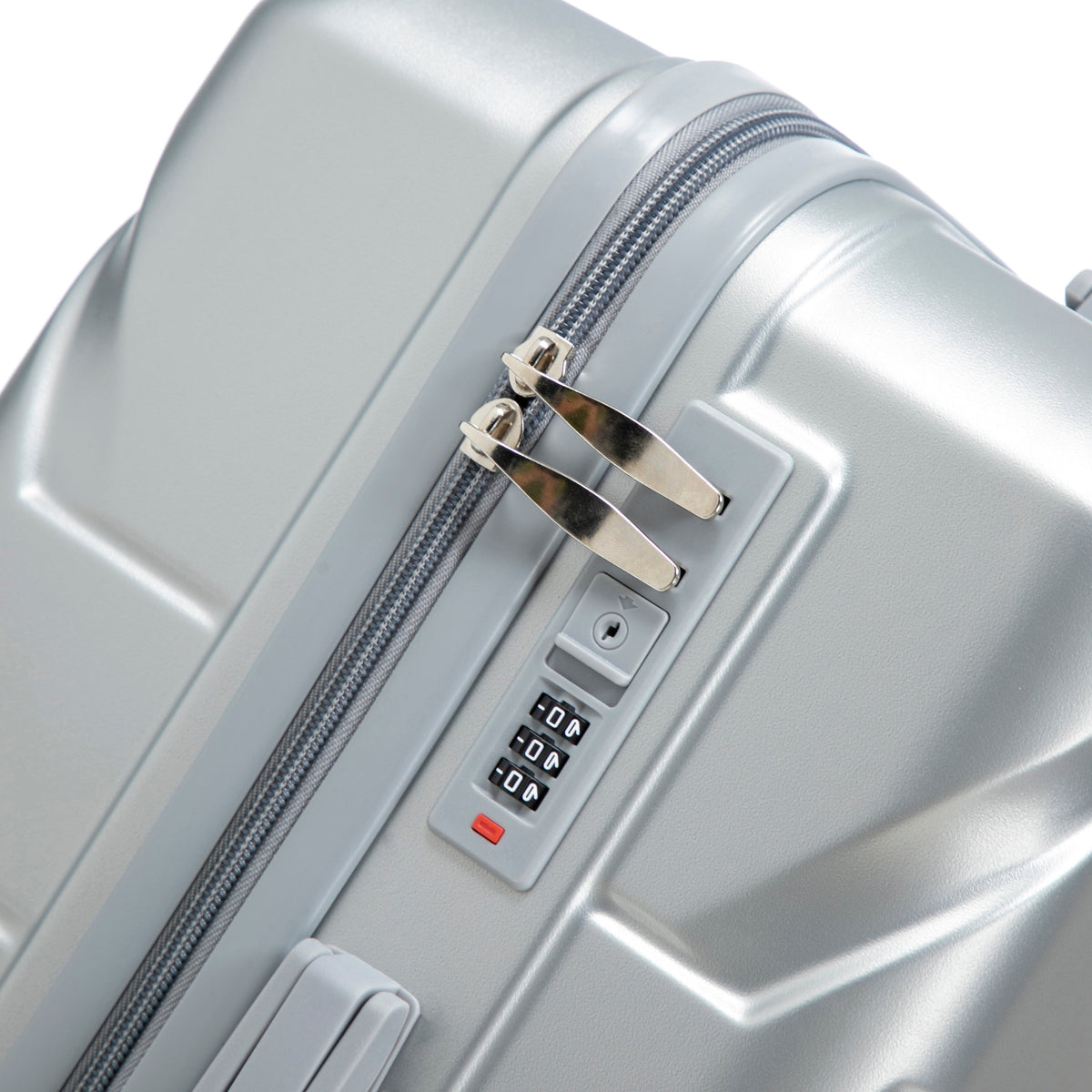 HouseOfZazla 3-piece silver ABS spinner wheel luggage set with combination locks