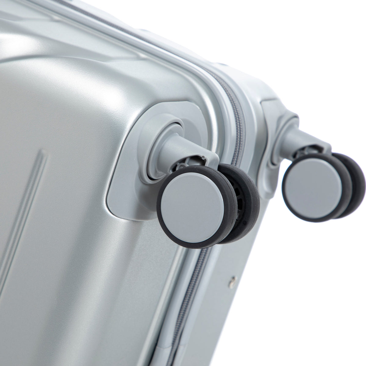3-piece HouseOfZazla ABS spinner wheel luggage set in silver with combination locks