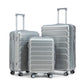 HouseOfZazla 3-piece silver ABS spinner wheel luggage set with combination lock
