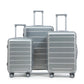HouseOfZazla 3-piece silver ABS spinner wheel luggage set with combination locks