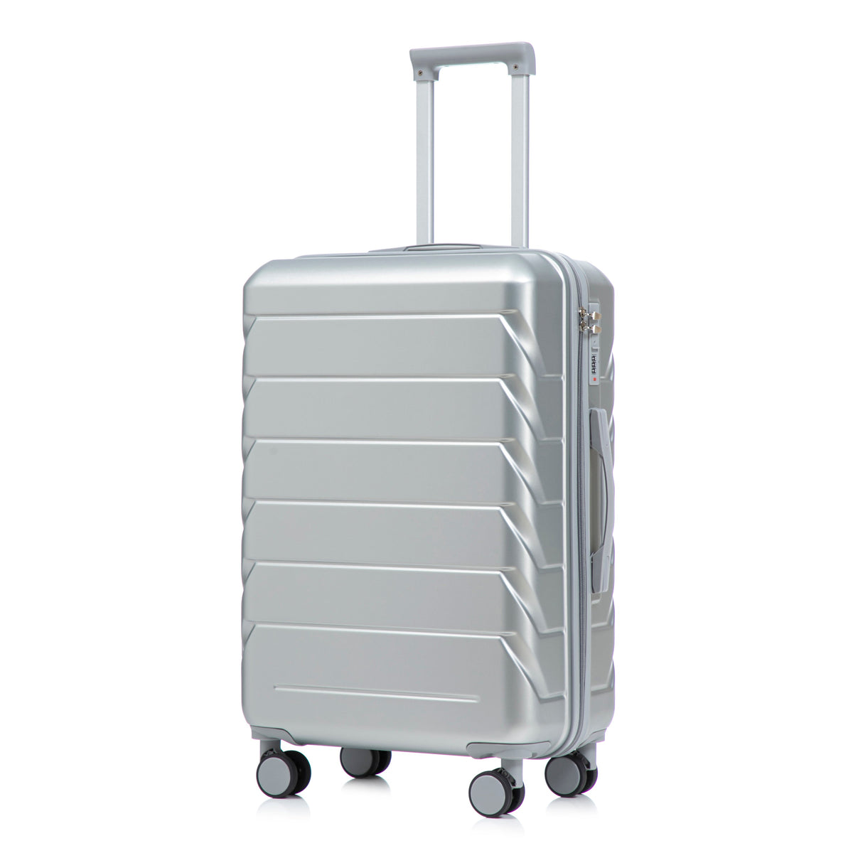 HouseOfZazla 3-piece silver ABS spinner wheel luggage set with combination locks
