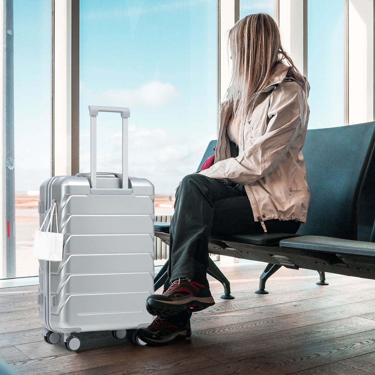 HouseOfZazla 3-piece silver ABS spinner luggage set with combination locks