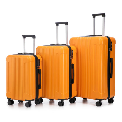 3-piece black and orange ABS spinner luggage set with TSA lock by HouseOfZazla