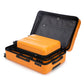 HouseOfZazla 3-piece ABS spinner wheel luggage set in black and orange with TSA lock
