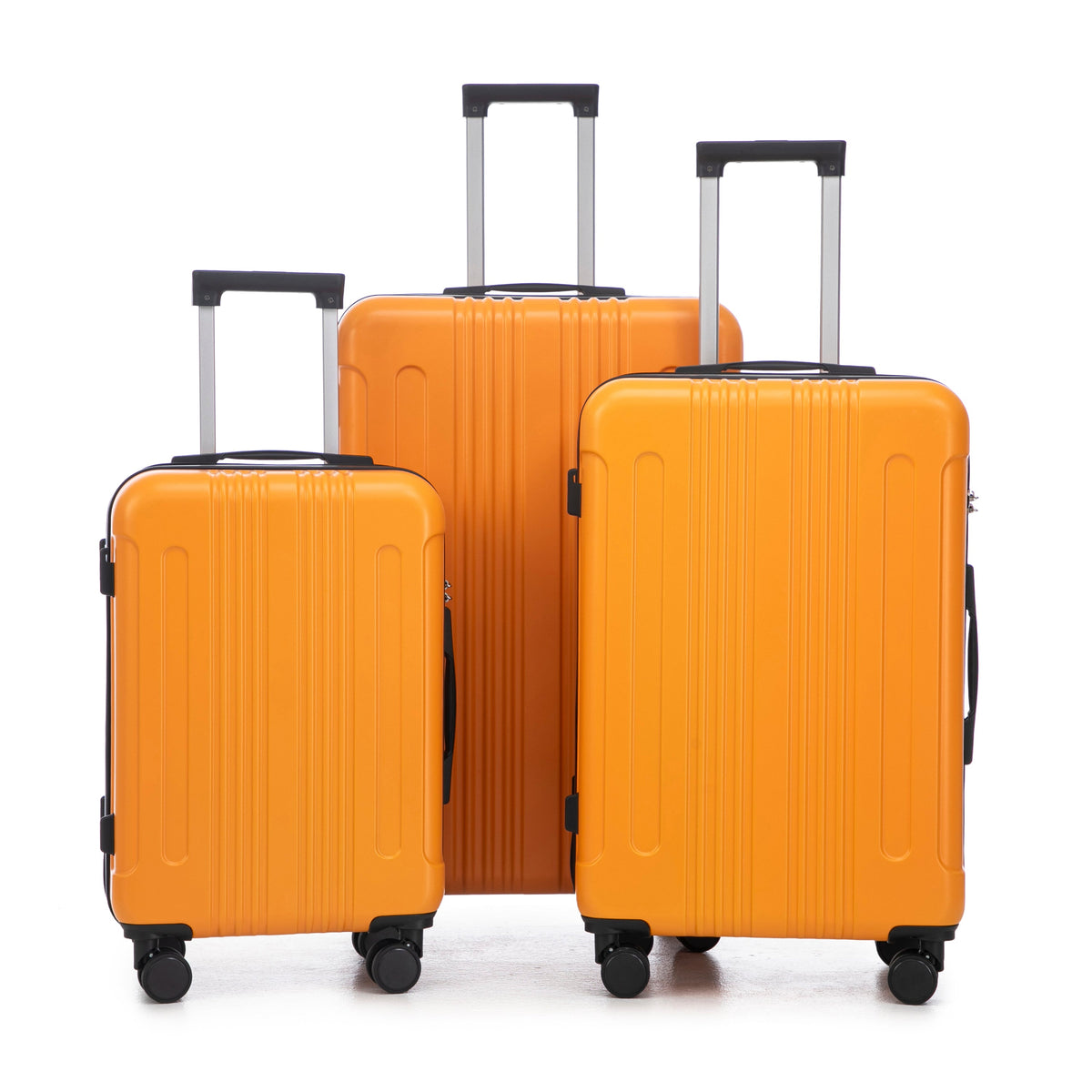 3-piece HouseOfZazla ABS spinner luggage set in black and orange with TSA locks