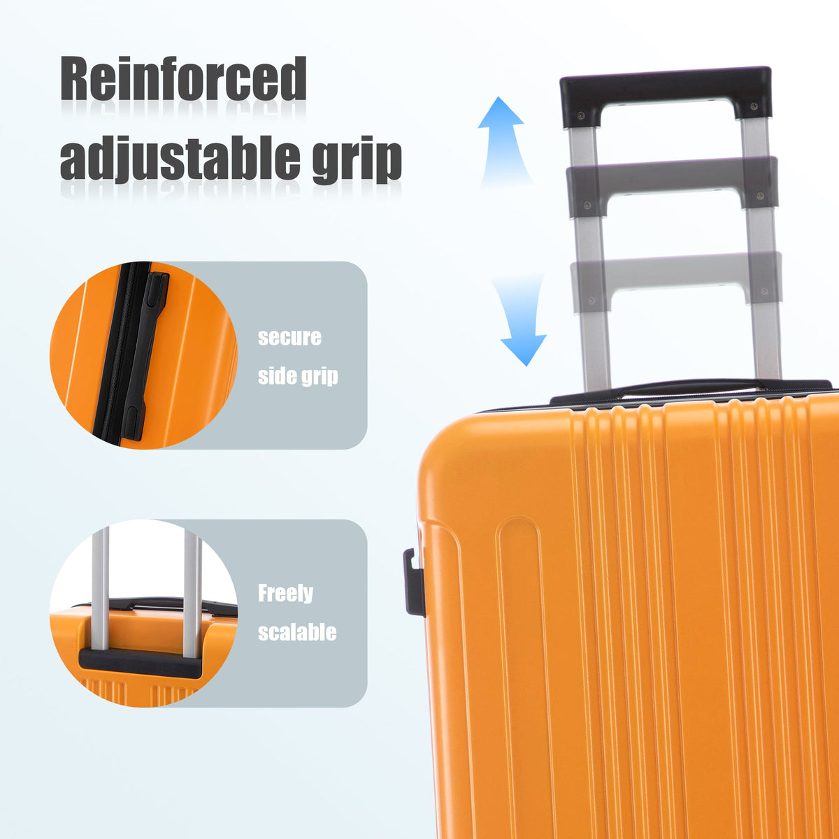 HouseOfZazla 3-piece ABS spinner wheel luggage set in black and orange with TSA locks