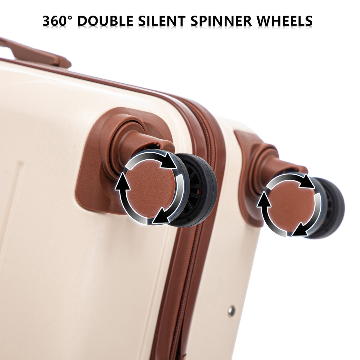 HouseOfZazla 3-piece ABS spinner wheel luggage set in black, showing matching suitcases with telescopic handles