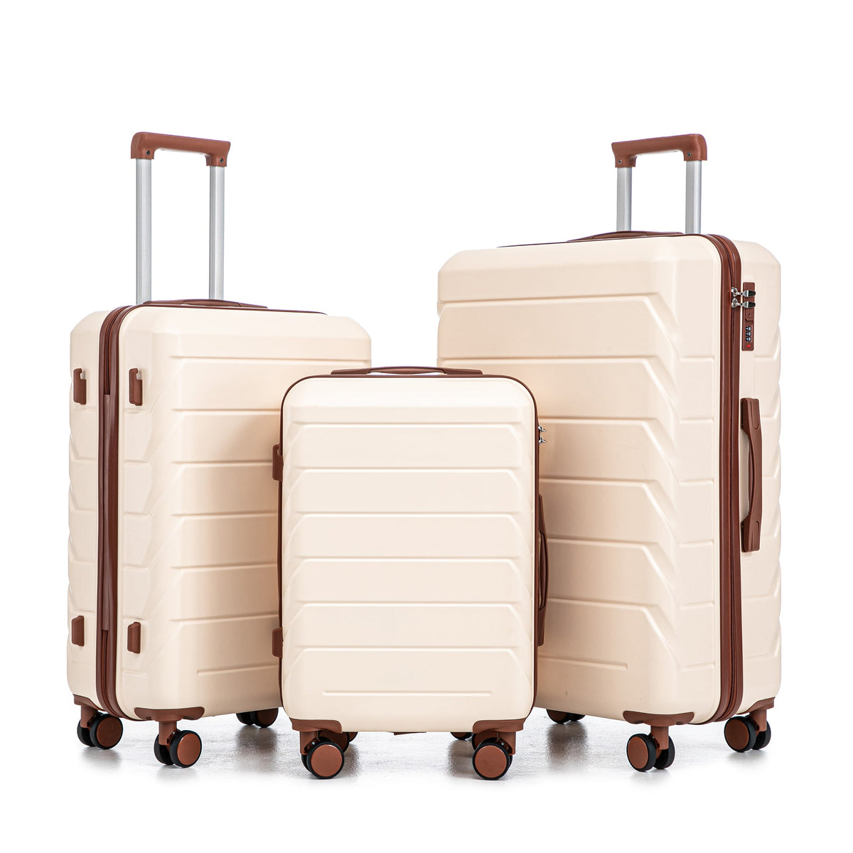 HouseOfZazla 3-piece ABS spinner wheel luggage set in assorted sizes