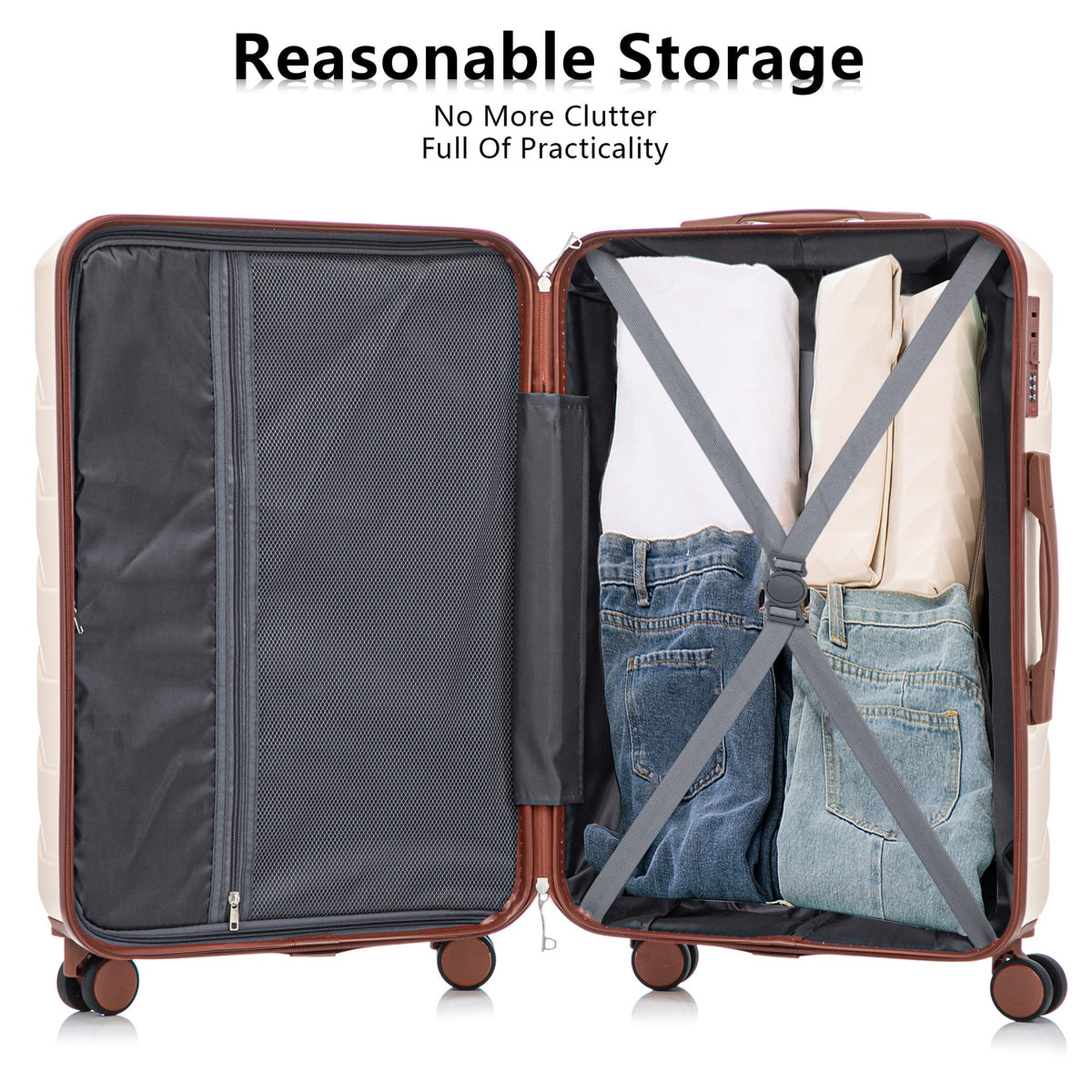 HouseOfZazla 3-piece ABS spinner wheel luggage set in assorted sizes for travel
