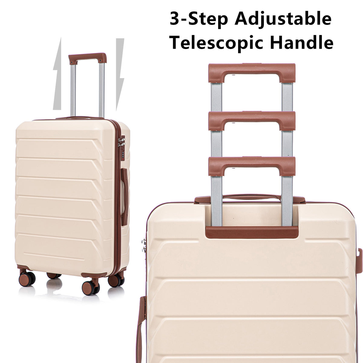 HouseOfZazla 3-piece ABS spinner wheel luggage set in assorted sizes