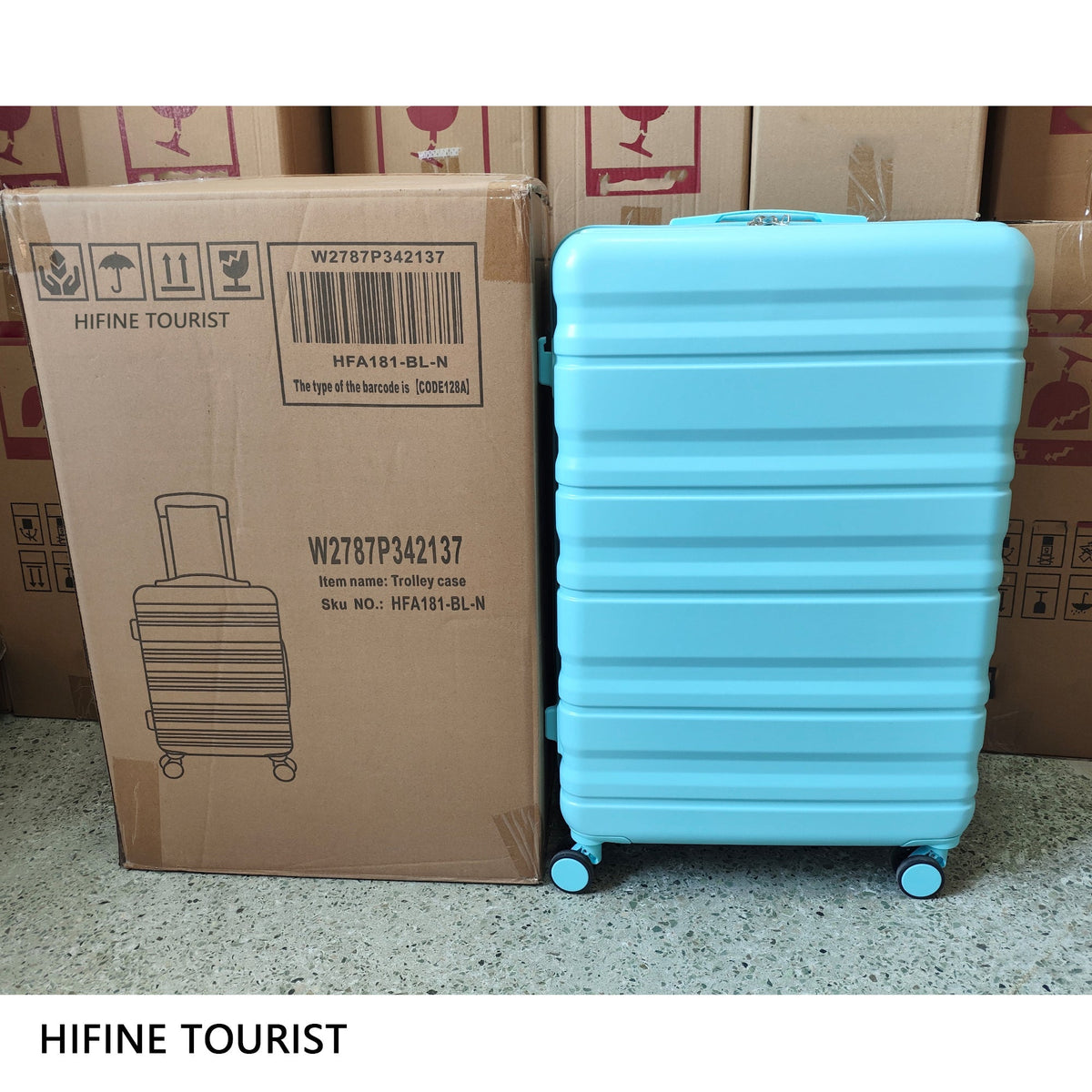 HIFINE Tourist 3-piece ABS spinner wheel luggage set in blue with matching suitcases