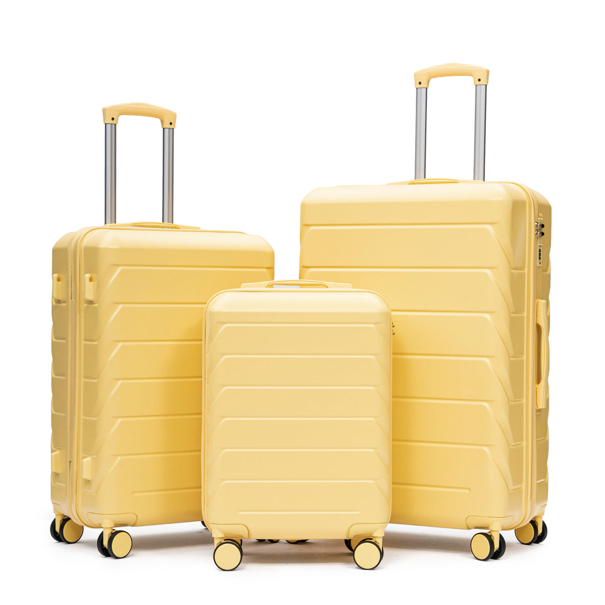 HouseOfZazla 3-piece hard case luggage set in 20, 24, and 28-inch sizes