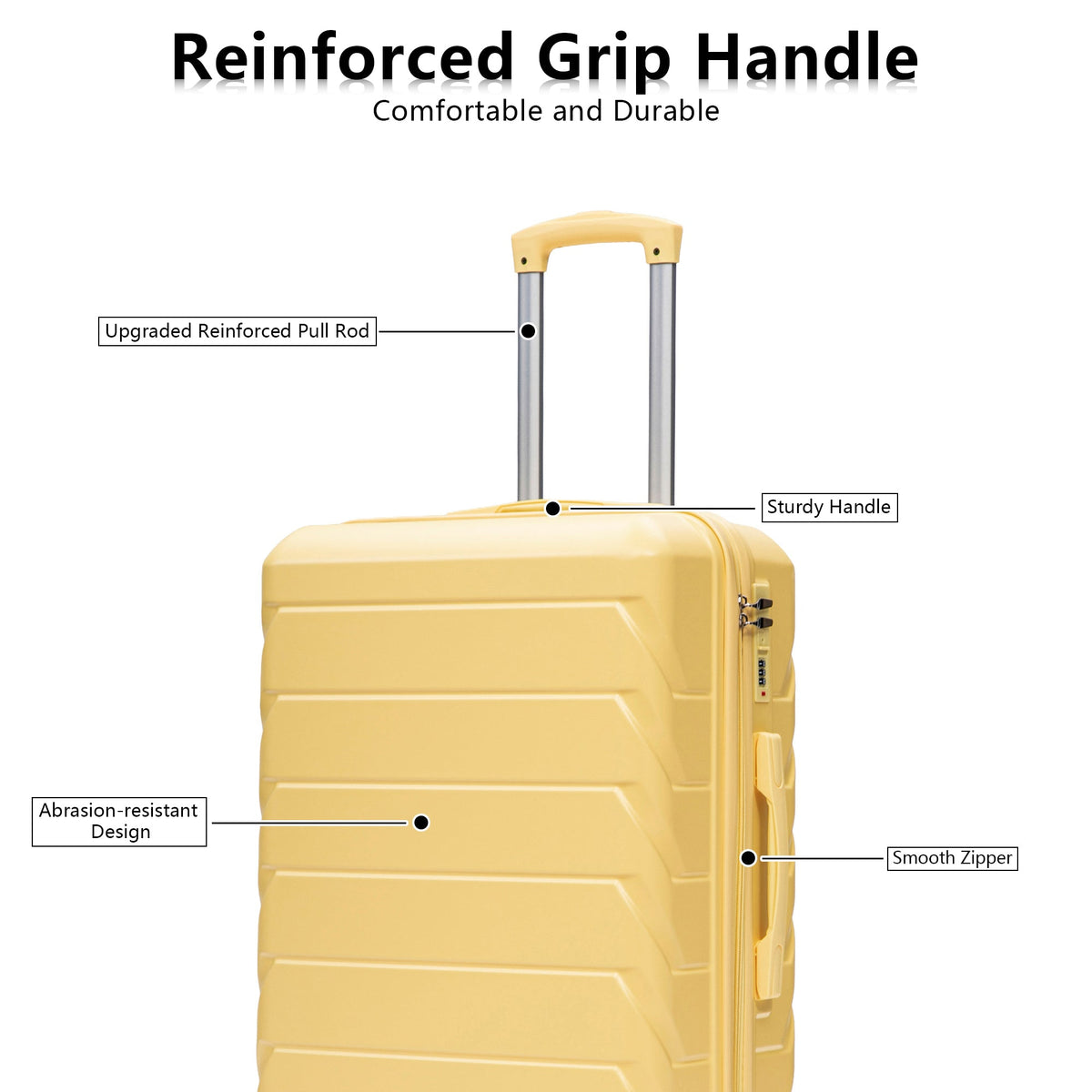 HouseOfZazla 3-piece hard case luggage set in 20, 24, and 28-inch sizes, stacked together