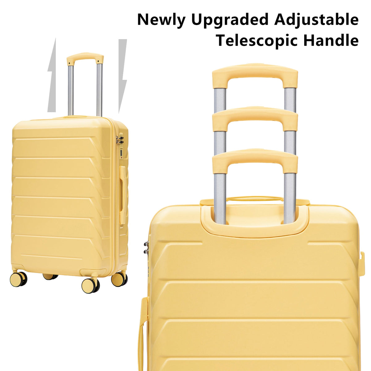 HouseOfZazla 3-piece hard case luggage set in 20, 24, and 28-inch sizes