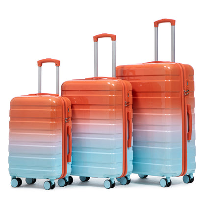HouseOfZazla 3-piece spinner wheel luggage set in blue and red with silent wheels