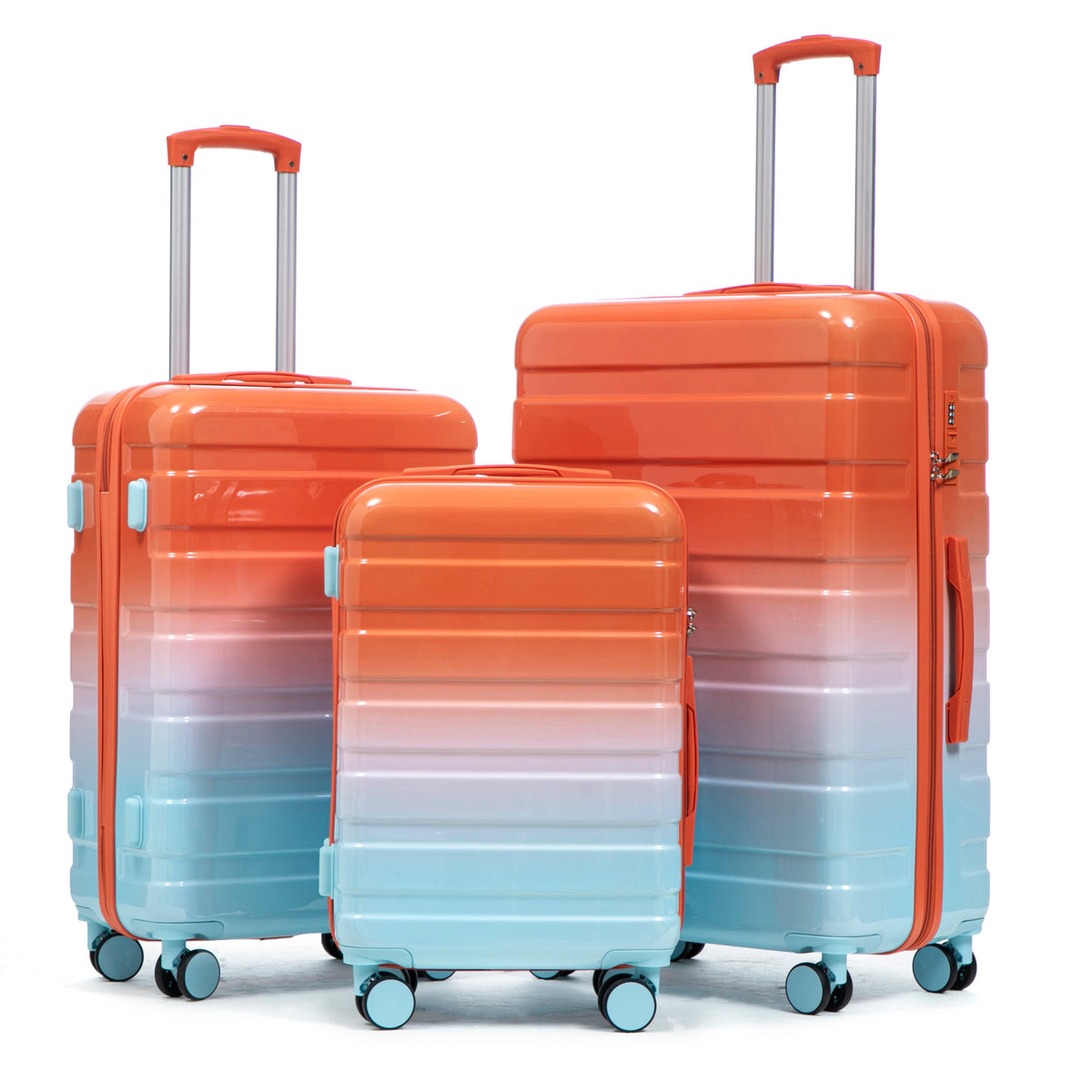 HouseOfZazla 3-piece spinner wheel luggage set in blue and red with silent wheels