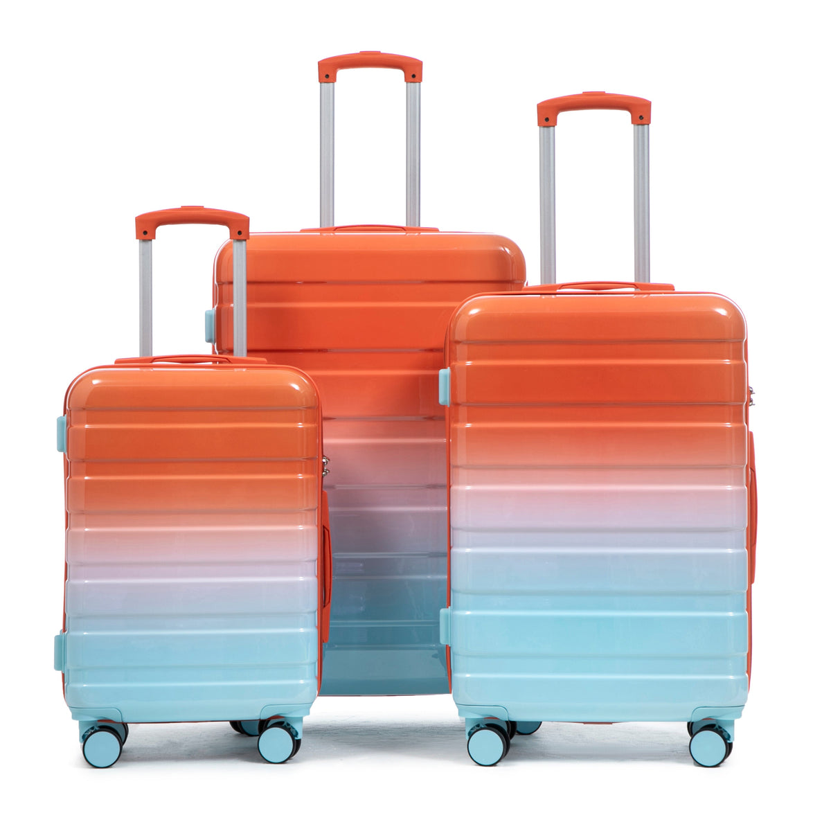 HouseOfZazla 3-piece spinner wheel luggage set in blue and red with silent wheels