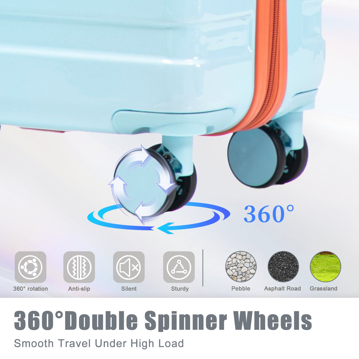HouseOfZazla 3-piece spinner wheel luggage set in blue and red with silent wheels