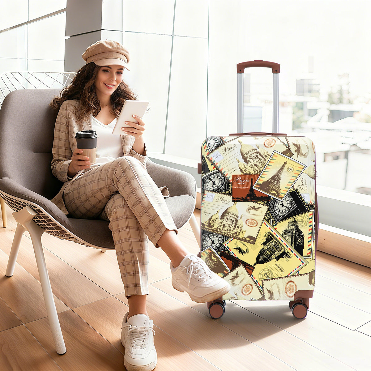 HouseOfZazla 3-piece spinner wheel luggage set with waterproof black vintage polycarbonate shells