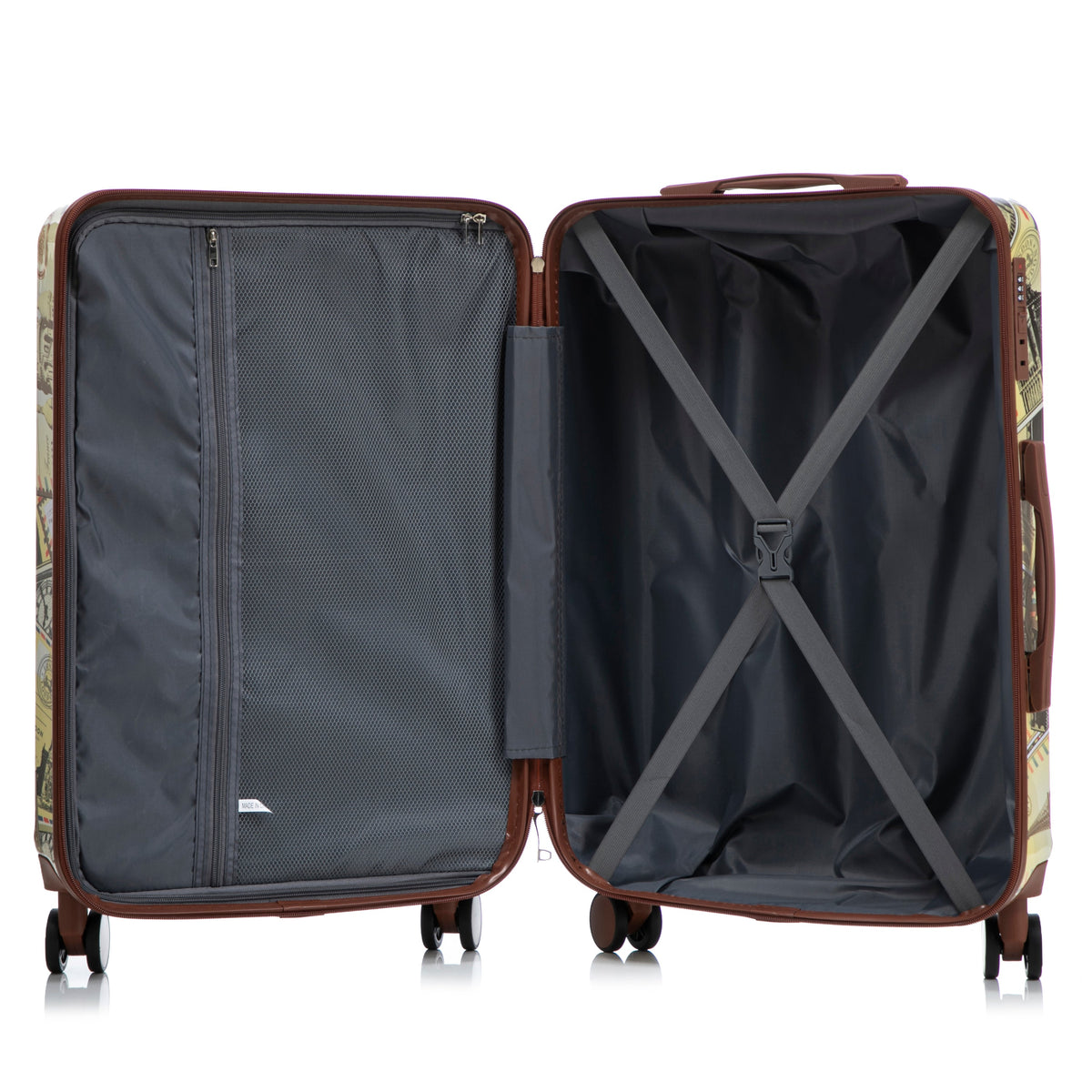 HouseOfZazla 3-piece spinner wheel luggage set with waterproof polycarbonate shell in black vintage style