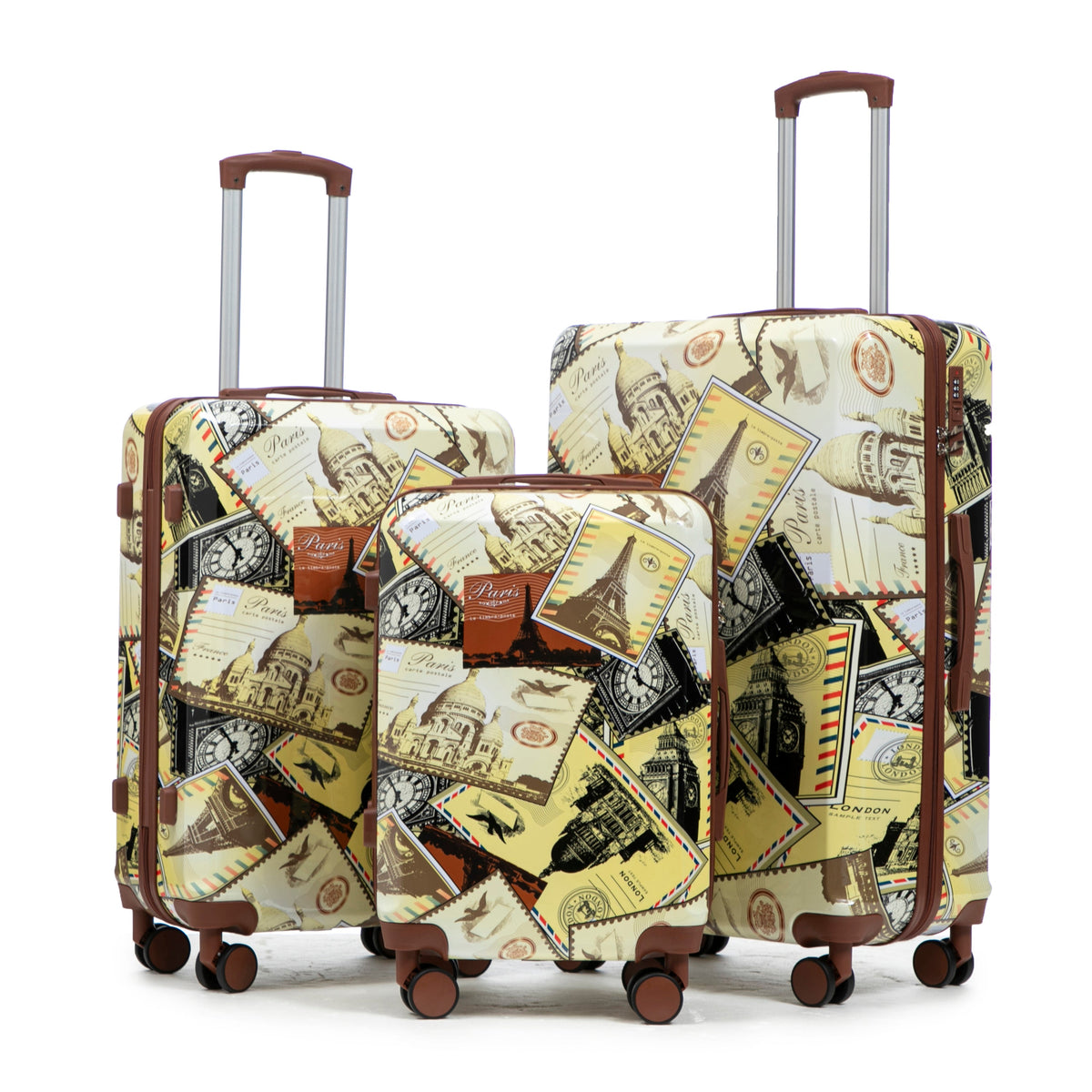 HouseOfZazla 3-piece spinner wheel luggage set with waterproof polycarbonate shell in black vintage finish