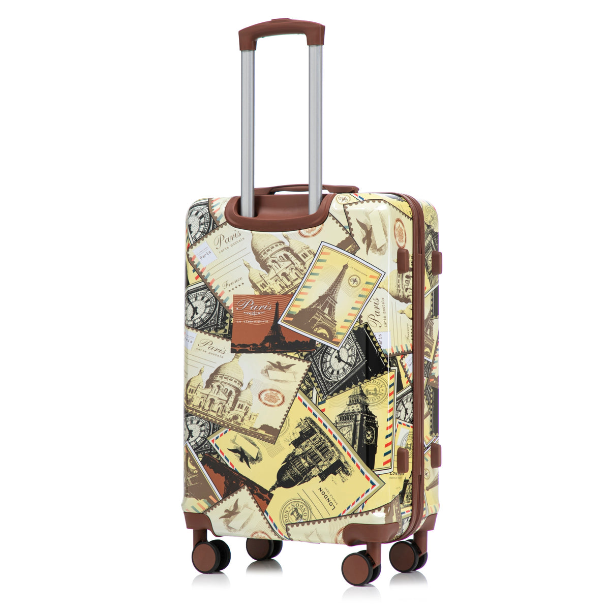 HouseOfZazla 3-piece spinner wheel luggage set with waterproof polycarbonate shell in black vintage style