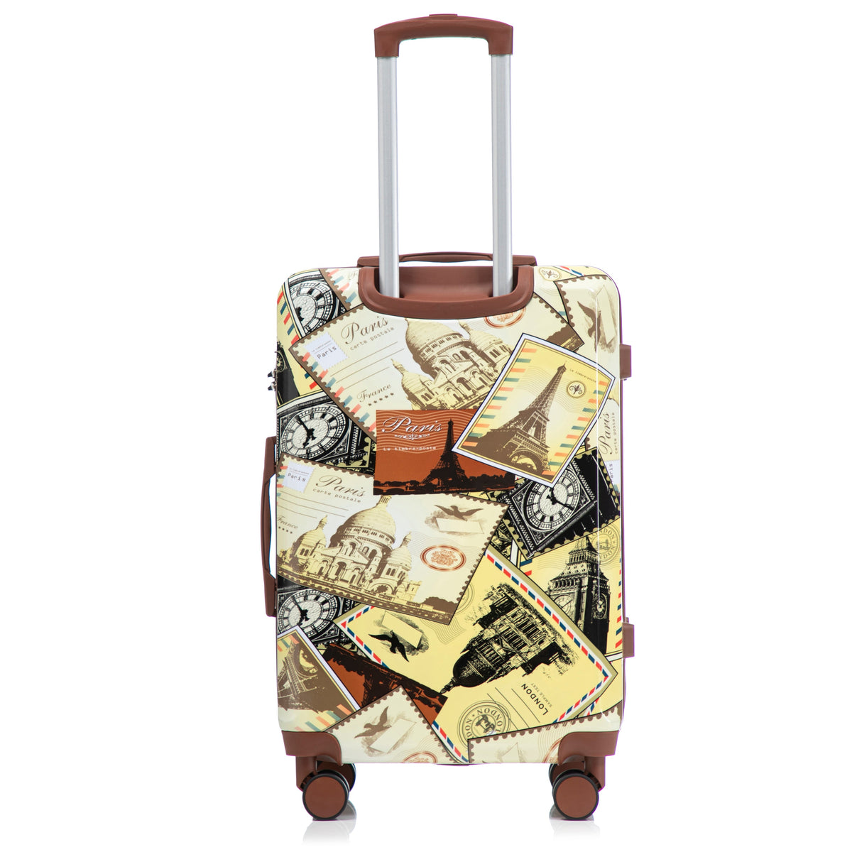 HouseOfZazla 3-piece spinner wheel luggage set with waterproof polycarbonate shell in black vintage style