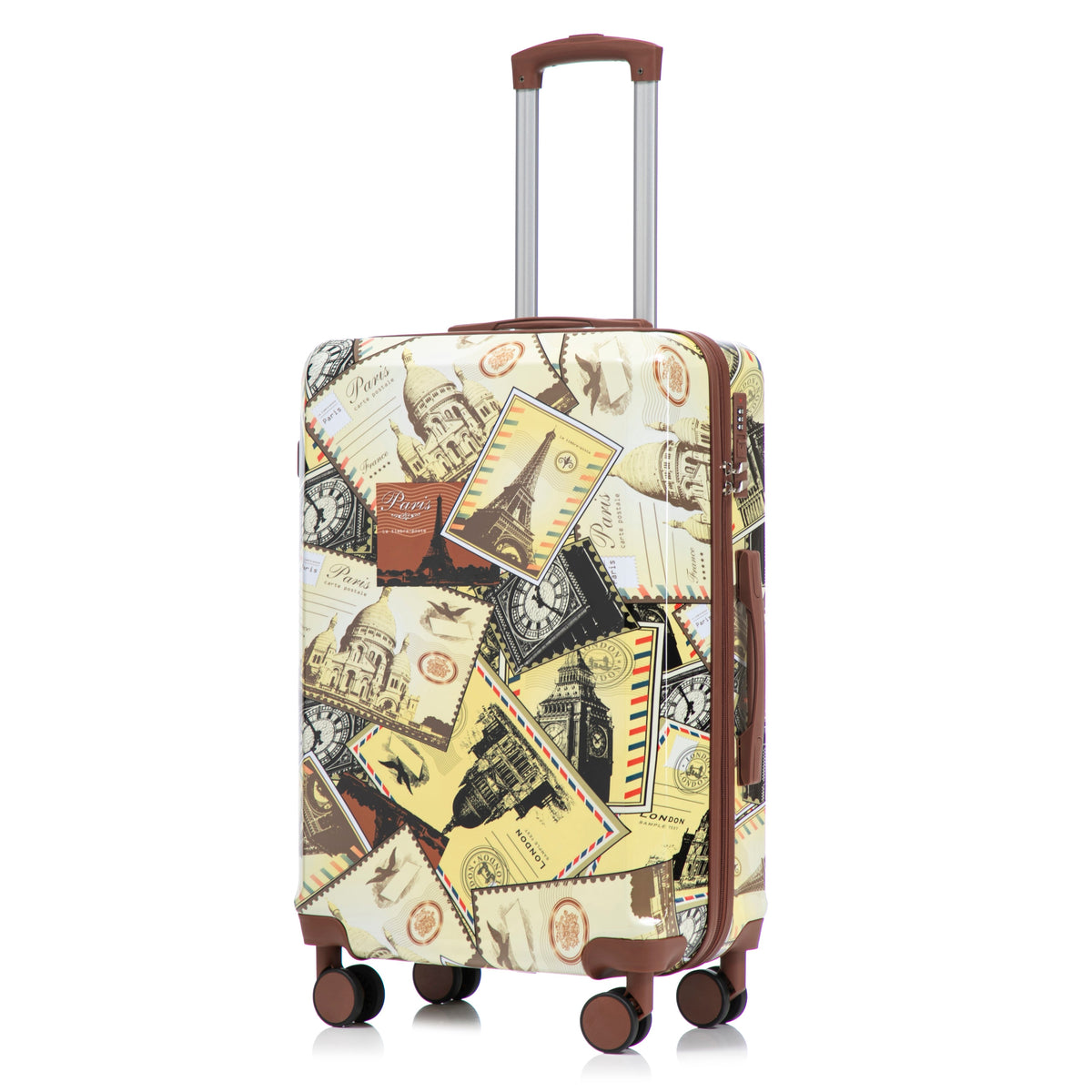HouseOfZazla 3-piece spinner wheel luggage set with waterproof polycarbonate shell in black vintage style