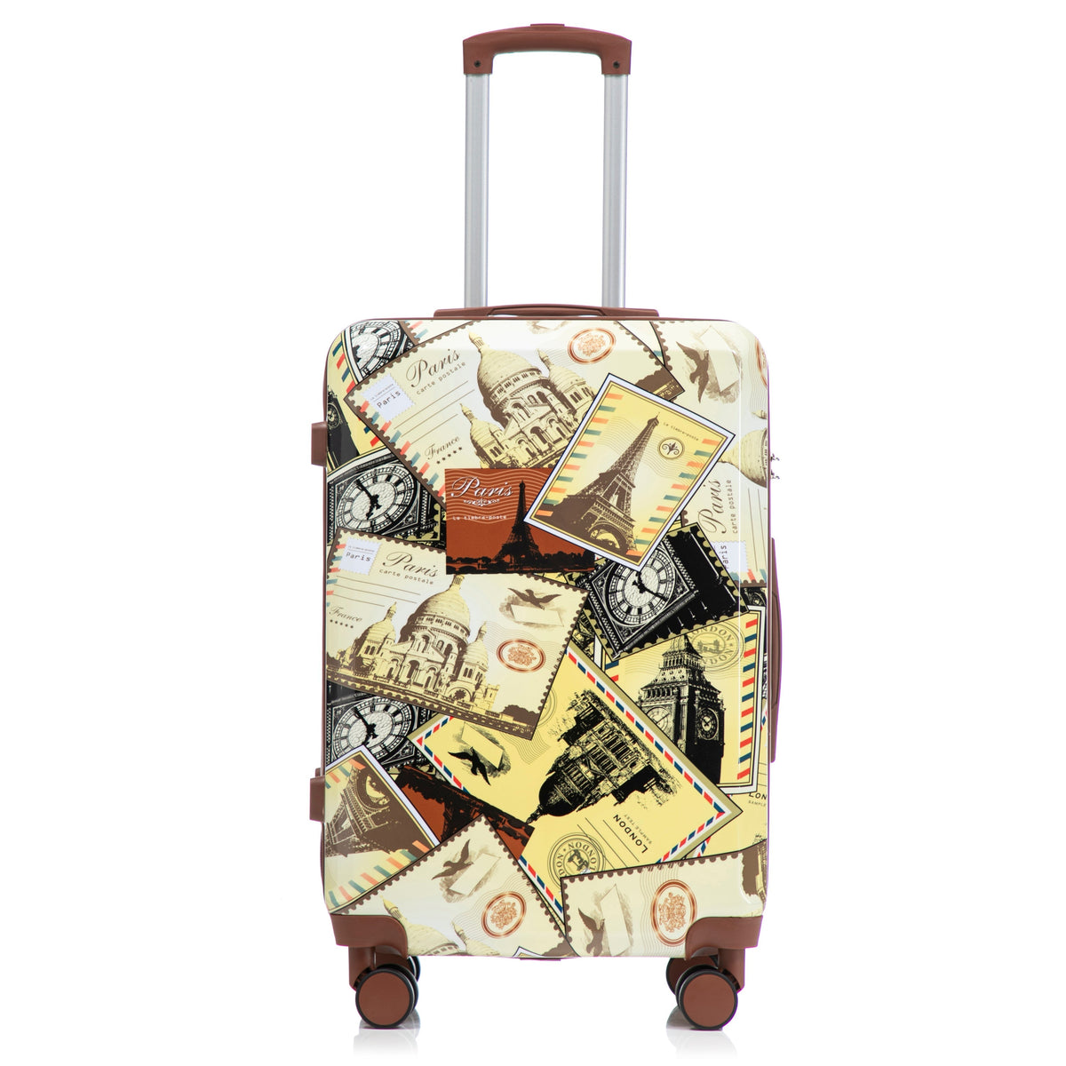 HouseOfZazla 3-piece spinner wheel luggage set with waterproof polycarbonate shell, black vintage design
