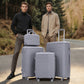 HouseOfZazla 4-piece light gray polypropylene luggage set with spinner wheels and cosmetic case