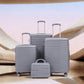 HouseOfZazla 4-piece light gray polypropylene luggage set with spinner wheels and cosmetic case