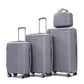 HouseOfZazla 4-piece light gray polypropylene luggage set with spinner wheels and cosmetic case