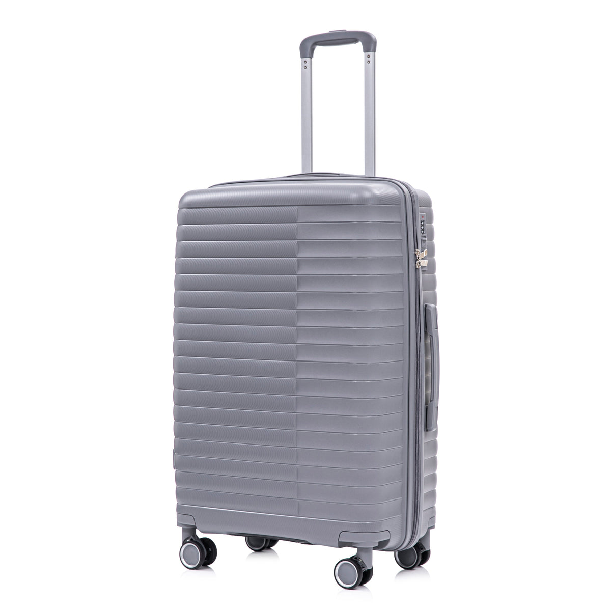 HouseOfZazla 4-piece light gray polypropylene luggage set with spinner wheels and cosmetic case