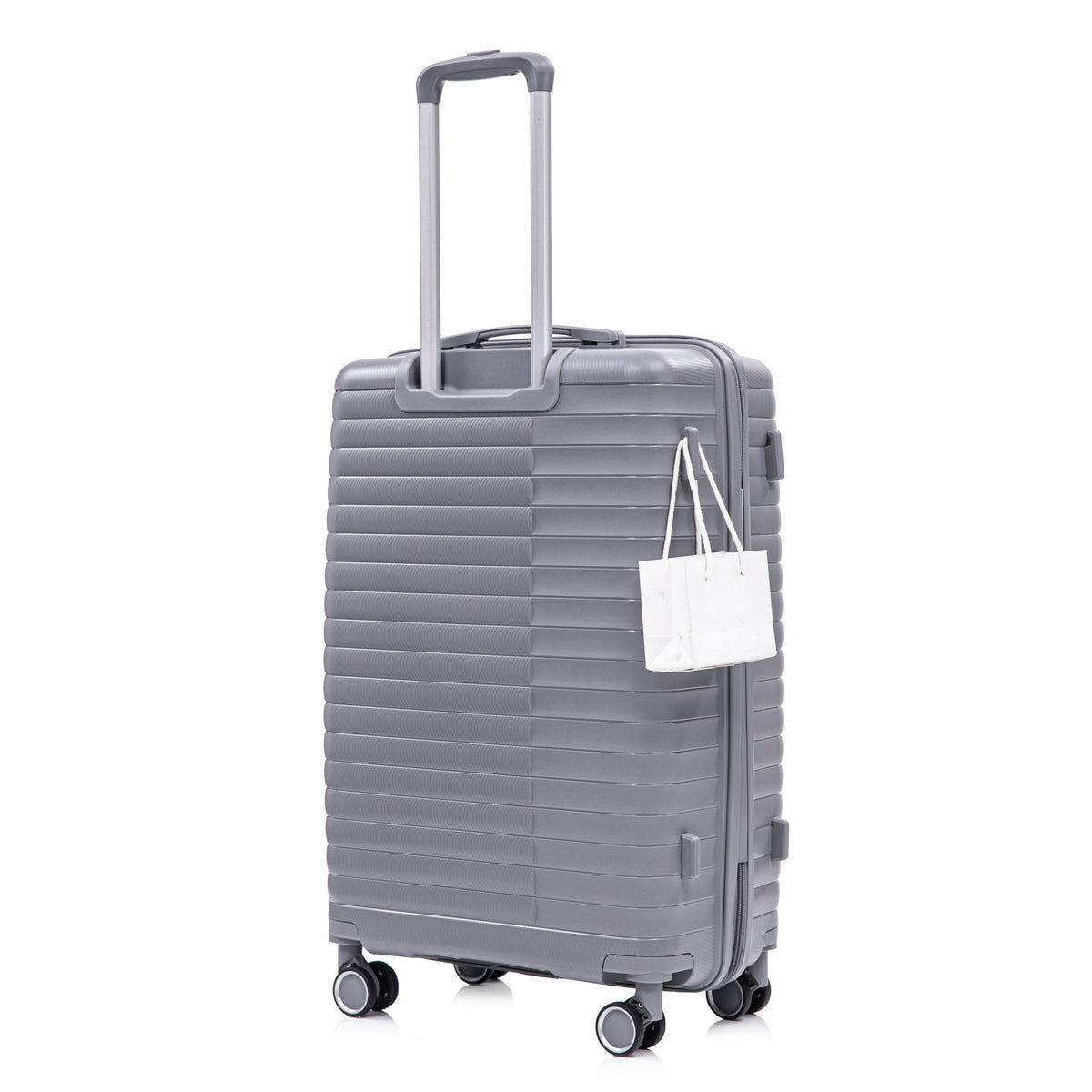 HouseOfZazla light gray 4-piece polypropylene luggage set with spinner wheels and cosmetic case