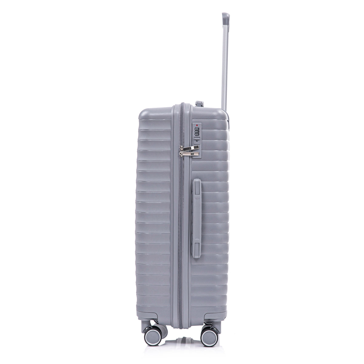 HouseOfZazla 4-piece light gray polypropylene luggage set with spinner wheels and cosmetic case