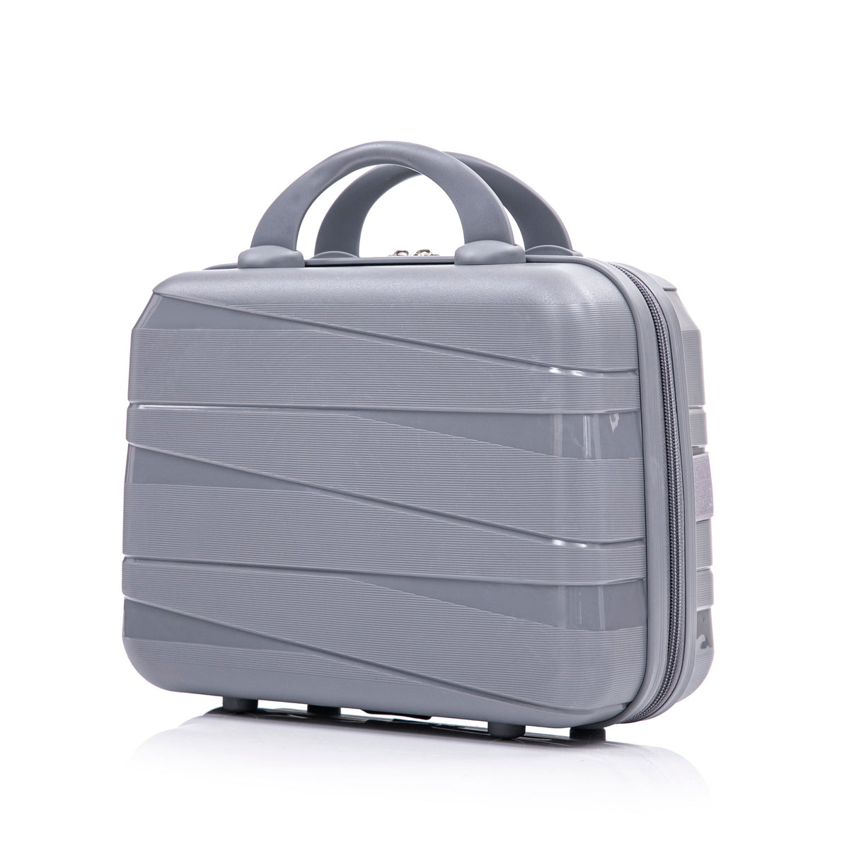 HouseOfZazla light gray 4-piece polypropylene luggage set with spinner wheels and cosmetic case