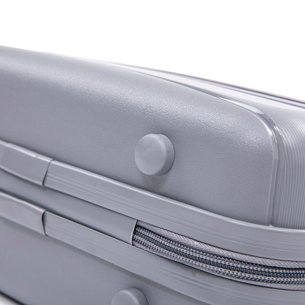 HouseOfZazla 4-piece light gray polypropylene luggage set with spinner wheels and cosmetic case
