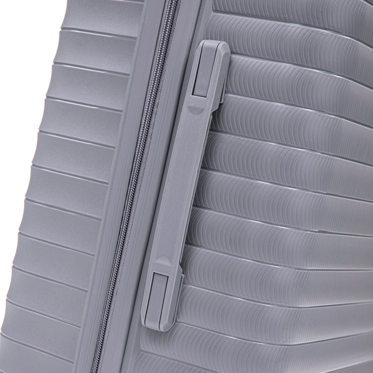 HouseOfZazla 4-piece light gray polypropylene luggage set with spinner wheels and cosmetic case