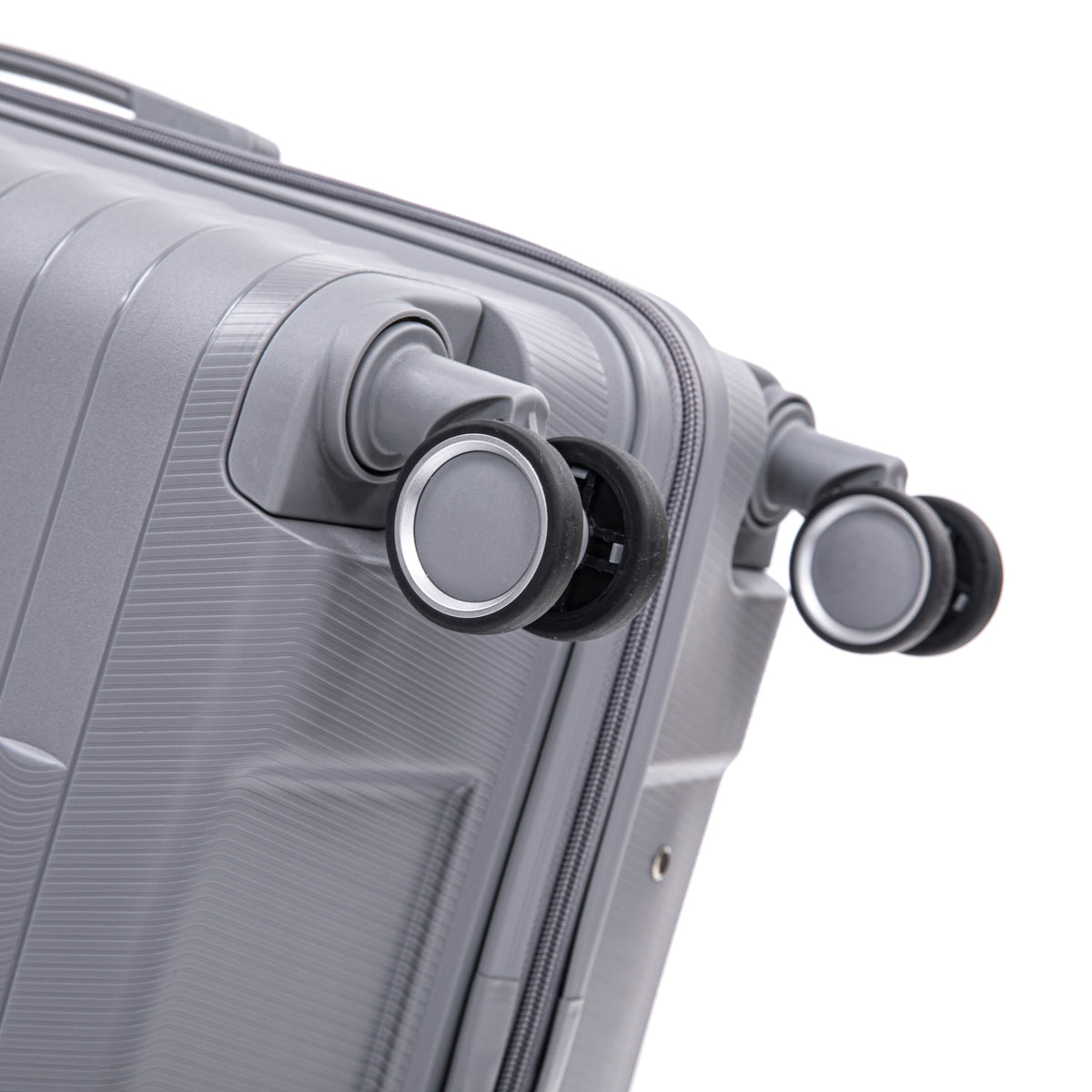 HouseOfZazla 4-piece light gray polypropylene luggage set with spinner wheels and cosmetic case